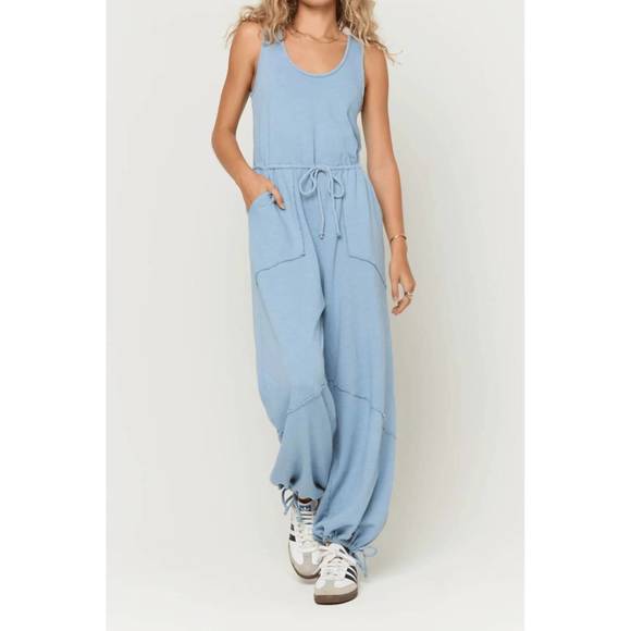 Project Social T Light Blue Relaxed Jumpsuit - Picture 1 of 3